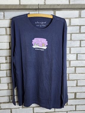 • NWT Life Is Good Men's Long Sleeve Graphic Vintage Silent Night T-Shirt XXL